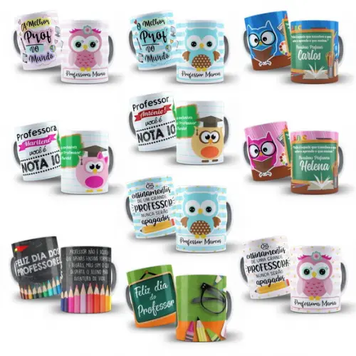 Pack Arte Digital para Caneca Dia dos Professores (10 Artes)