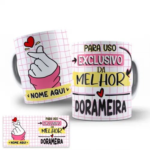 Arte Caneca Dorameira Dorama para Uso Exclusivo com Nome