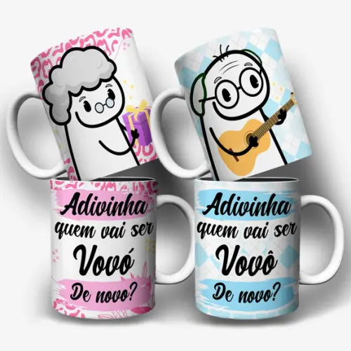 Arte Caneca Revelação de Gravidez Vovó e Vovô (2 Artes)