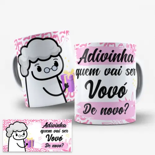 Arte Caneca Anúncio Gravidez Adivinha Quem Vai Ser Vovó