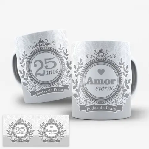 Arte Digital para Caneca Bodas de Prata