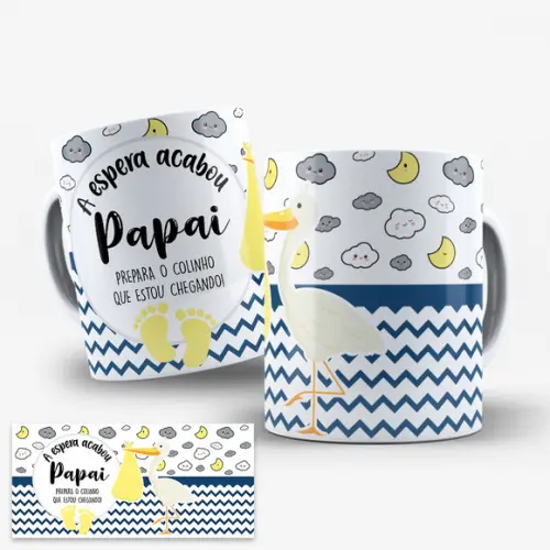 Arte Caneca Anuncio Revelação de Gravidez Promovido a Papai