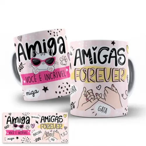 Arte Caneca Amigas para Sempre