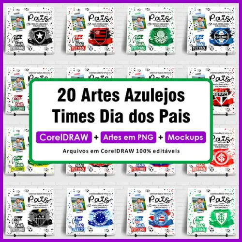 Pack 20 Artes para Azulejos Dia dos Pais Times