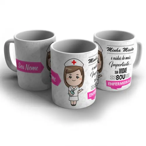 Arte Digital Caneca Profissão Enfermeira