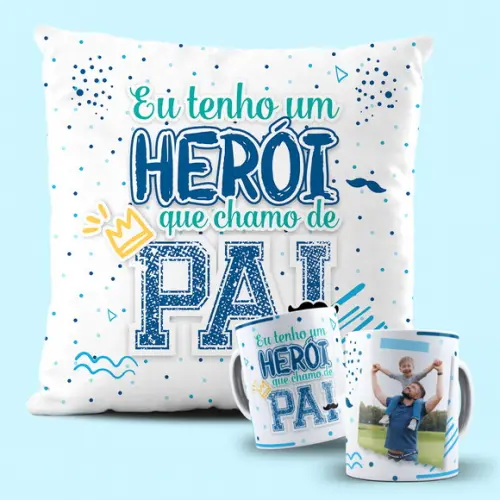 Arte Almofada e Caneca Dia dos Pais