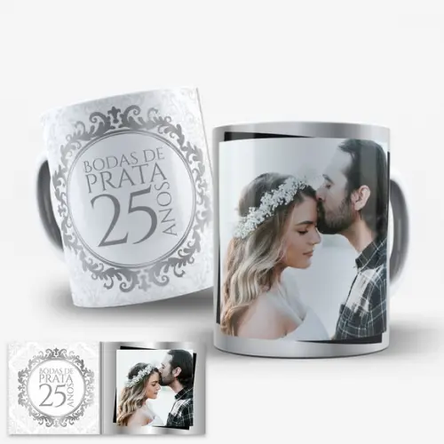 Arte Digital para Caneca Bodas de Prata