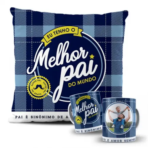 Arte Almofada e Caneca Dia dos Pais