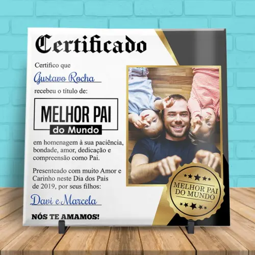 Arte Digital Azulejo Dia dos Pais com Foto