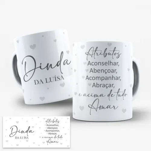 Arte Caneca para Padrinhos de Batismo - Dindo e Dinda