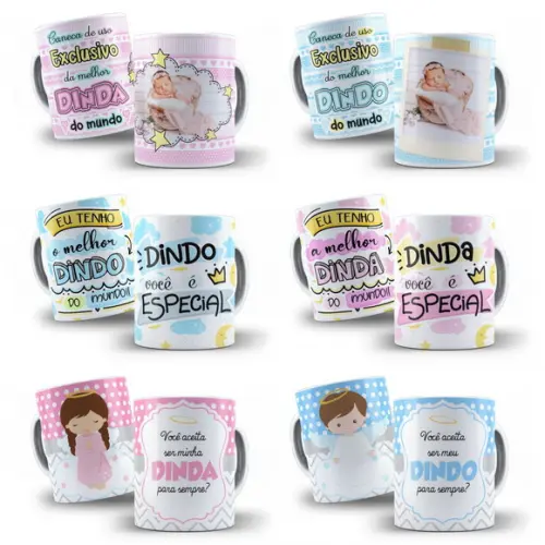 Pacote de Arte Caneca Dinda e Dindo - 12 Artes
