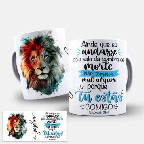 Arte para Sublimação Caneca Leão Yeshua - Arquivo Digital