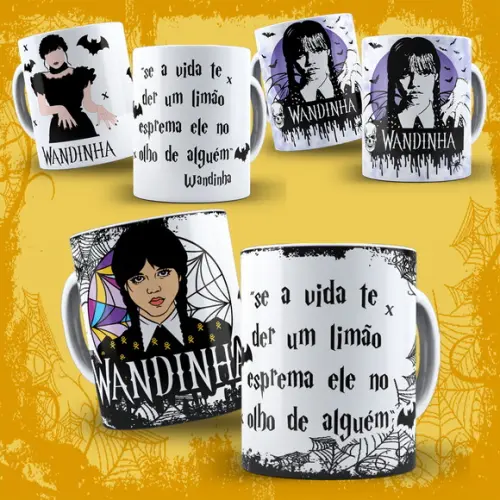Arte Caneca Wandinha Addams (3 Artes)