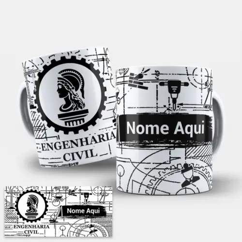 Arte Digital Caneca Profissão Engenharia Civil