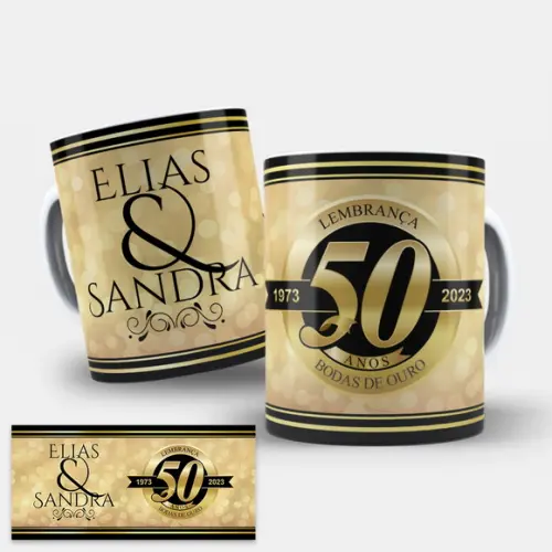 Arte Digital para Caneca Bodas de Ouro