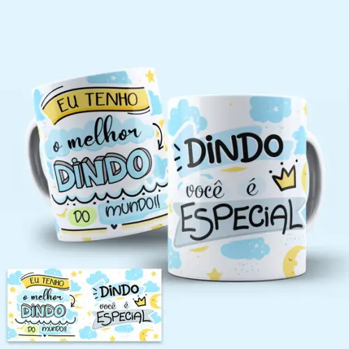 Arte Digital para Caneca Padrinhos Dindo e Dinda