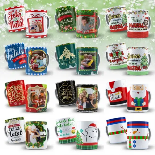 Pack Natal Estampas Artes Canecas Sublimação