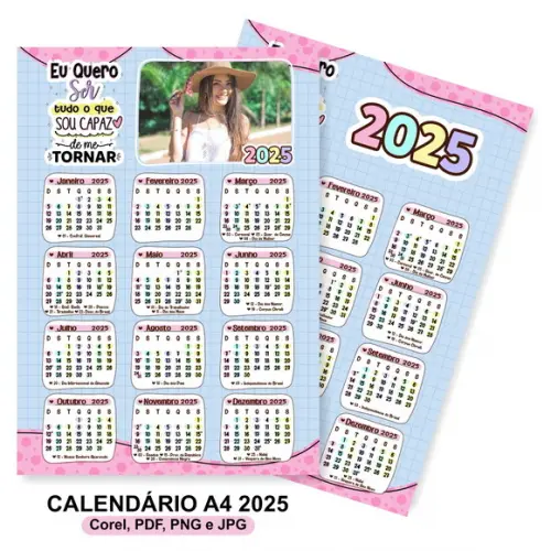 Arte Calendário 2025 com Foto Tamanho A4 (arquivo Digital)