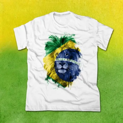 Arte Camisa Leão Brasil Copa do Mundo