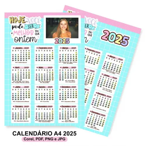 Arte Calendário 2025 com Foto Tamanho A4 (arquivo Digital)