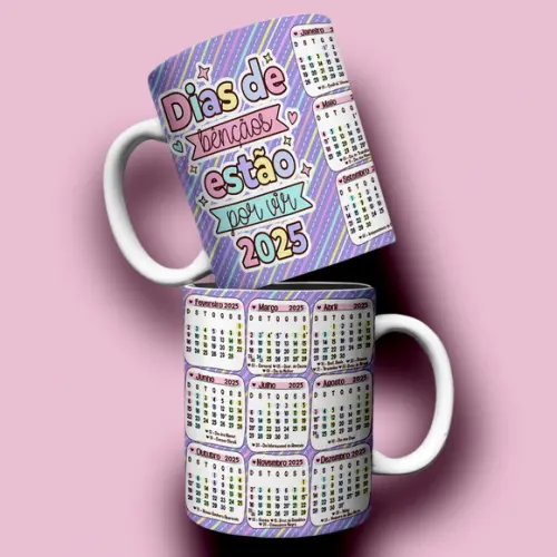 Arte Caneca Calendário 2025 - Frases Motivacionais