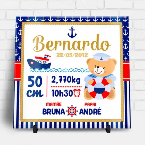 Arte para Azulejo Personalizado Nascimento Menino