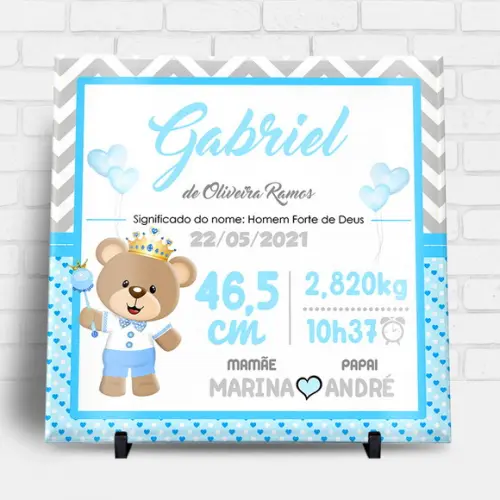 Arte para Azulejo Personalizado Nascimento Menino