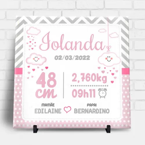 Arte para Azulejo Personalizado Nascimento Menina