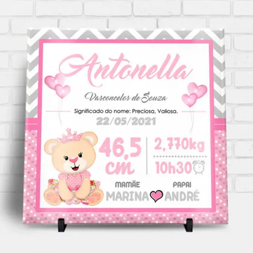 Arte para Azulejo Personalizado Nascimento Menina
