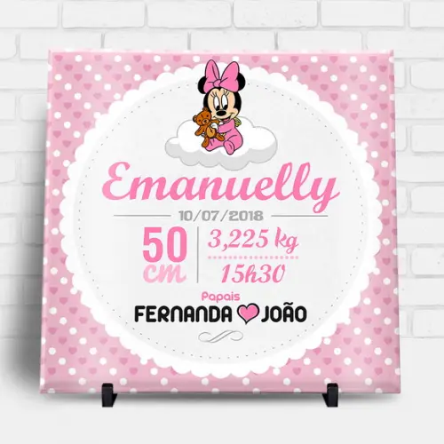 Arte para Azulejo Personalizado Nascimento Menina
