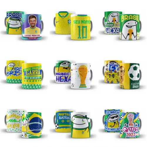 Pacote de Artes Copa do Mundo Caneca - Brasil (9 Artes)