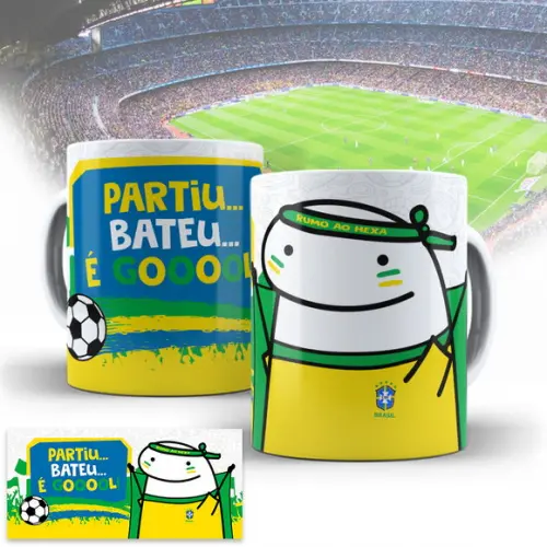 Arte Caneca Brasil Copa Qatar 2022 - Flork Torcedor