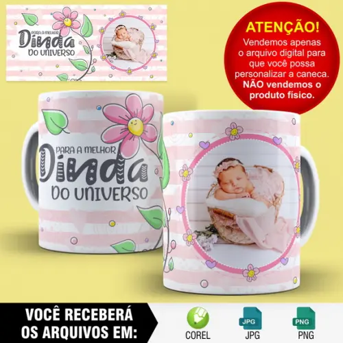 Arte Digital para Caneca Madrinha Dinda