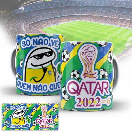 Arte Caneca Brasil Copa Qatar 2022 - Flork Torcedor