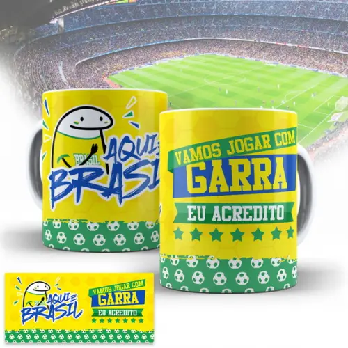 Arte Caneca Brasil Copa Qatar 2022 - Flork Torcedor