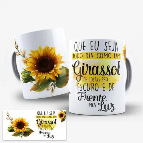 Arte Digital Para Caneca Girassol - Sublimação