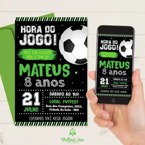 Convite Digital Tema Futebol
