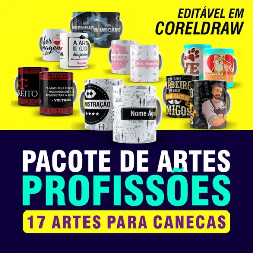 Pacote de Artes Profissoes Canecas - Sublimação