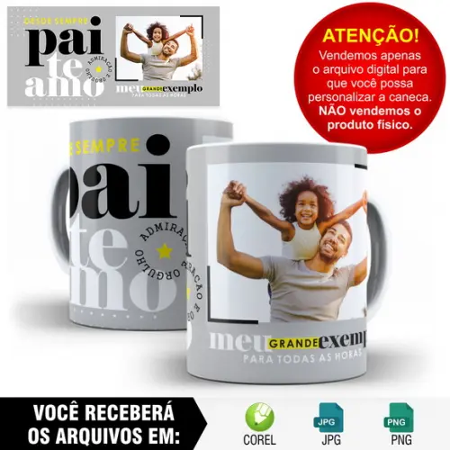 Arte para Caneca Dia dos Pais Sublimação - 2 versões