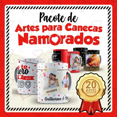 Pacote de Artes de Caneca Dia dos Namorados - 20 artes