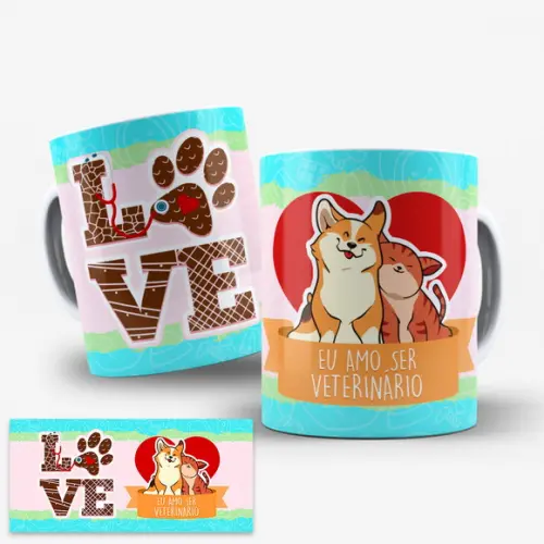 Arte Digital Caneca Profissão Veterinária