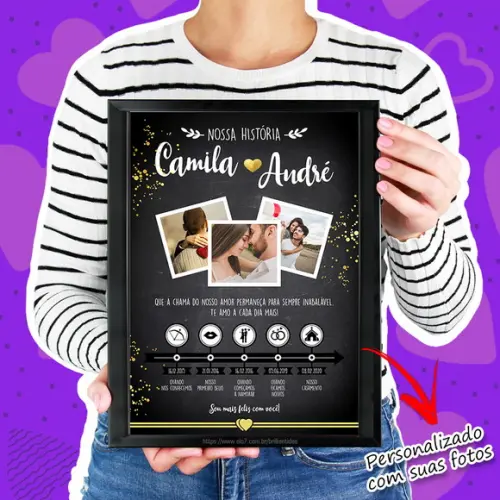 Arte Digital Quadro Presente Aniversario de Casamento
