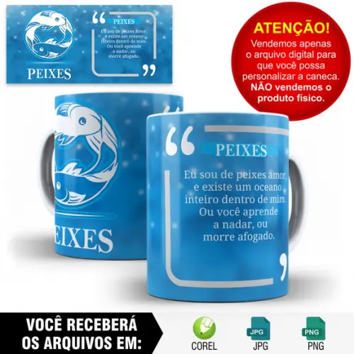 Arte para Caneca Signos Peixes
