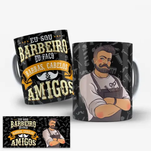 Arte Digital Caneca Profissão Barbeiro