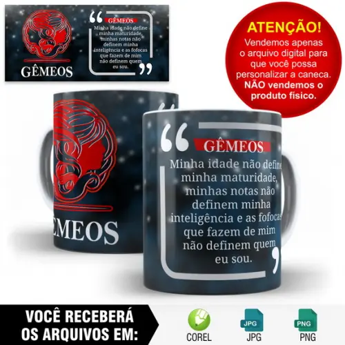 Arte para Caneca Signos Gêmeos