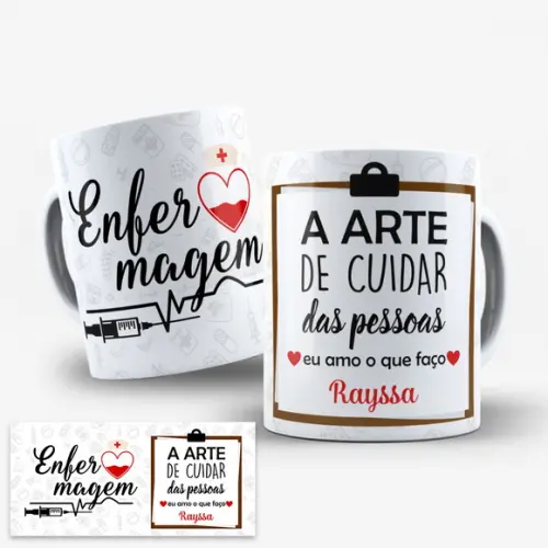 Arte Digital Caneca Profissão Enfermagem
