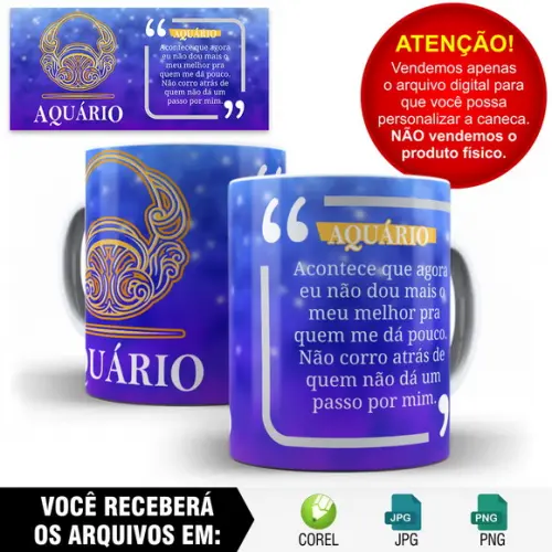 Arte para Caneca Signos Aquário