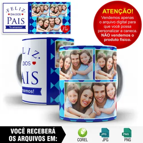 Arte para Caneca Dia dos Pais Sublimação - 1 Arte