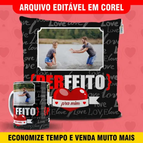 Arte para sublimação dia dos namorados Kit Caneca e Almofada
