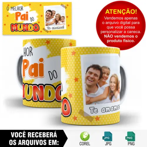 Arte para Caneca Dia dos Pais Sublimação - 1 Arte